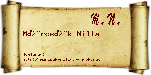 Márcsák Nilla névjegykártya